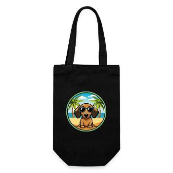 Miniatur Dackel Hund Rasse Cartoon Sonnenbrille - Geschenkbeutel für Flaschen - Schwarz - Vorne