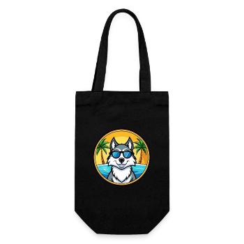 Husky Chien Race Dessin Animé Lunettes De Soleil Plage - Sac à bouteille - noir - Devant