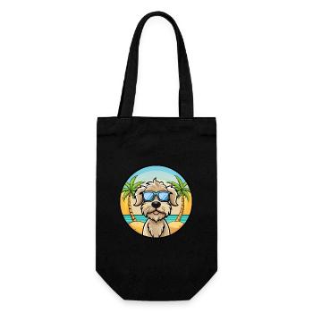 Lagotto Romagnolo Hunderasse Cartoon Sonnenbrille Strand - Geschenkbeutel für Flaschen - Schwarz - Vorne