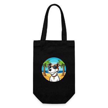 Parson Russell Terrier Dog Breed Cartoon Beach - Gift Bag for Bottles - black - Front