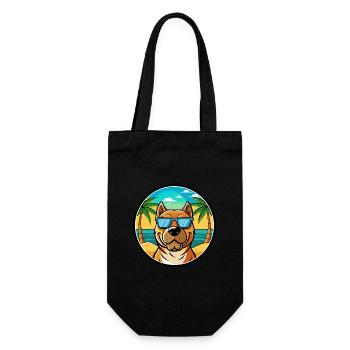 Perro De Presa Canario Hunderasse Cartoon Strand - Geschenkbeutel für Flaschen - Schwarz - Vorne