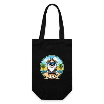 Picardie Schäferhund Rasse Cartoon Sonnenbrille Strand - Geschenkbeutel für Flaschen - Schwarz - Vorne