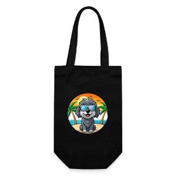 Portuguese Water Dog Breed Cartoon Sunglass Beach - Gift Bag for Bottles - black - Front