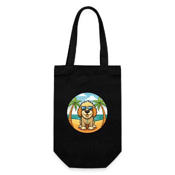 Spanisch Wasser Hund Rasse Cartoon Sonnenbrille Strand - Geschenkbeutel für Flaschen - Schwarz - Vorne