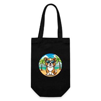 Épagneul tibétain race chien dessin animé lunettes de soleil plage - Sac à bouteille - noir - Devant