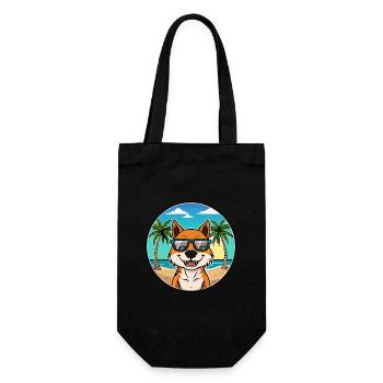 Taigan Kyrgyz Taighany Dog Breed Cartoon Beach - Gift Bag for Bottles - black - Front