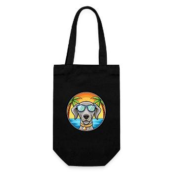 Weimaraner Hund Rasse Cartoon Sonnenbrille Strand - Geschenkbeutel für Flaschen - Schwarz - Vorne