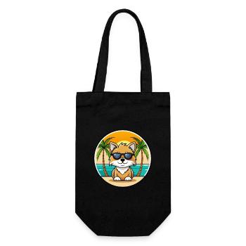 Spielzeug Deutscher Spitz Hund Rasse Cartoon Sonnenbrille Strand - Geschenkbeutel für Flaschen - Schwarz - Vorne