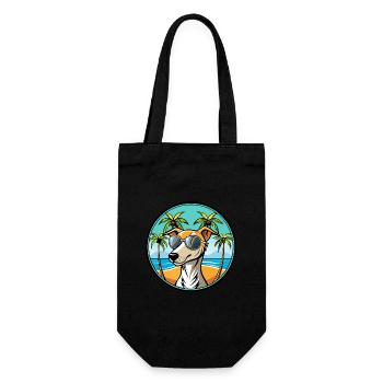 Whippet Chien Race Dessin Animé Lunettes De Soleil Plage - Sac à bouteille - noir - Devant