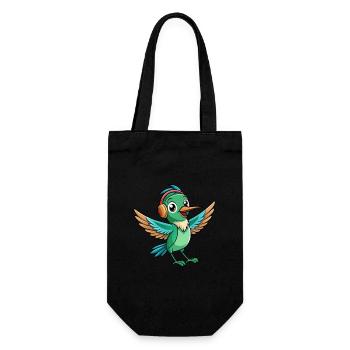 Hummingbird Funny Cartoon Animal Headphone Music - Gift Bag for Bottles - black - Front