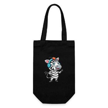 Zebra Funny Cartoon Character Headphone Music - Gift Bag for Bottles - black - Front