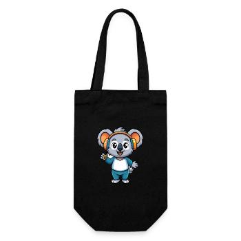 Koala Lustige Cartoon Figur Kopfhörer Musik - Geschenkbeutel für Flaschen - Schwarz - Vorne
