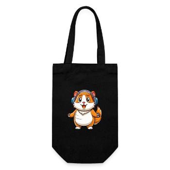 Cochon d’Inde Drôle Dessin Animé Personnage Casque Musique - Sac à bouteille - noir - Devant