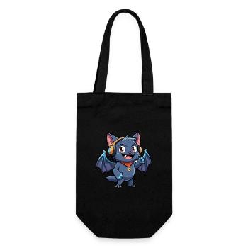 Bat Funny Cartoon Character Headphone Music - Gift Bag for Bottles - black - Front