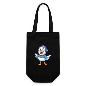 Seagull Funny Cartoon Character Headphone Music - Gift Bag for Bottles - black - Front