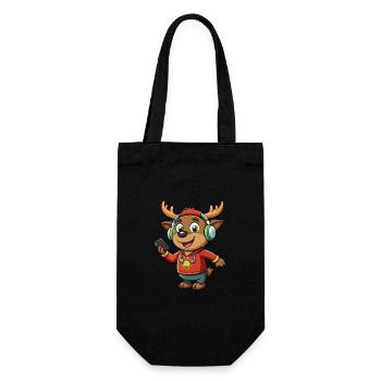 Moose Funny Cartoon Character Headphone Music - Gift Bag for Bottles - black - Front