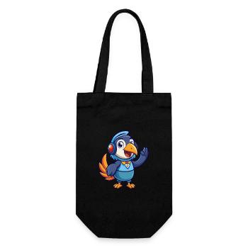 Toucan Funny Cartoon Character Headphone Music - Gift Bag for Bottles - black - Front