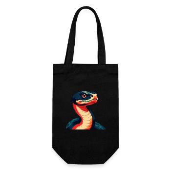 Anaconda Zeichentrickfigur Buntes Haustier Tier - Geschenkbeutel für Flaschen - Schwarz - Vorne