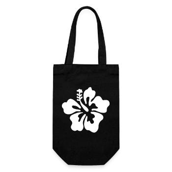 Hibiscus Flower - White - Geschenkbeutel für Flaschen - Schwarz - Vorne