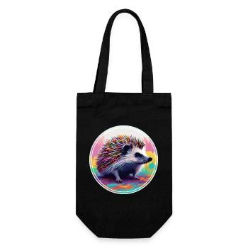 Colorful Digital Art - Hedgehog - Gift Bag for Bottles - black - Front