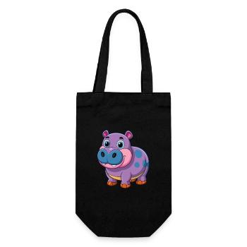 Hippopotame Mignon Mascotte Personnage De Dessin Animé Kawaii - Sac à bouteille - noir - Devant