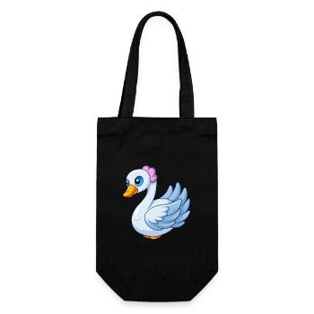 Schwan Niedliche Maskottchen Zeichentrickfigur Kawaii - Geschenkbeutel für Flaschen - Schwarz - Vorne
