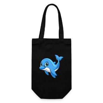 Dolphin Cute Mascot Cartoon Character Kawaii - Gift Bag for Bottles - black - Front