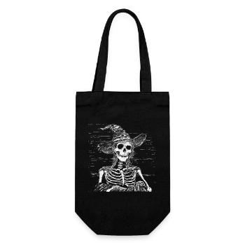 Sorcière squelette sombre avec chapeau de sorcière - Sac à bouteille - noir - Devant
