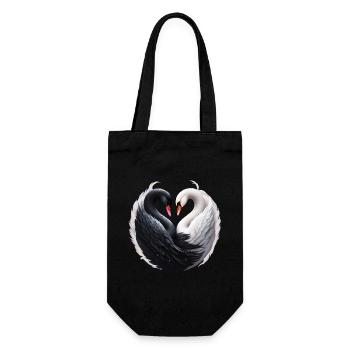 Elegant swans forming a heart together. - Gift Bag for Bottles - black - Front