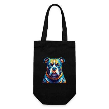 Amerikanische Bulldogge Rasse Bunte Karikatur Kawaii - Geschenkbeutel für Flaschen - Schwarz - Vorne