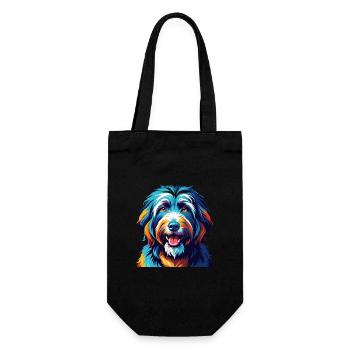 Portuguese Sheepdog Breed Colorful Cartoon Kawaii - Gift Bag for Bottles - black - Front
