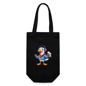 Albatross Funny Cartoon Character Musique de casque - Sac à bouteille - noir - Devant