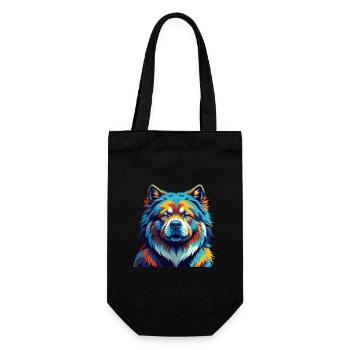 Chow Chow Hund Rasse Bunt Karikatur Kawaii - Geschenkbeutel für Flaschen - Schwarz - Vorne