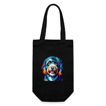 Portuguese Water Dog Breed Colorful Cartoon Kawaii - Gift Bag for Bottles - black - Front