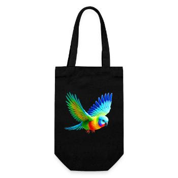 Regenbogensittich (03) - Geschenkbeutel für Flaschen - Schwarz - Vorne