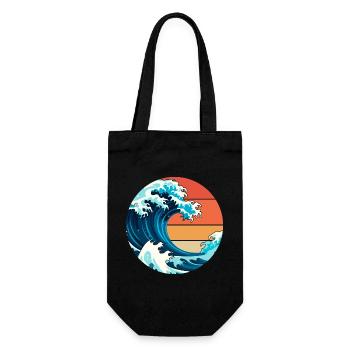 Japanische Welle - Geschenkbeutel für Flaschen - Schwarz - Vorne