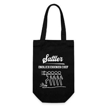 Sattler Endlich Eigener Chef Sattlerei Meister - Geschenkbeutel für Flaschen - Schwarz - Vorne