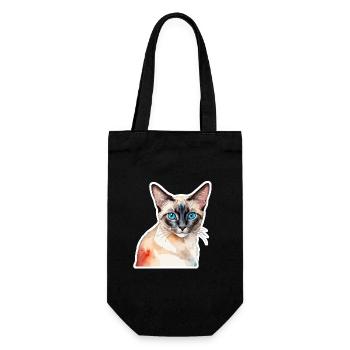 Siamkatze Wasserfarben - Geschenkbeutel für Flaschen - Schwarz - Vorne