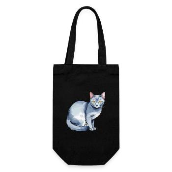 Chat bleu russe Aquarelle - Sac à bouteille - noir - Devant