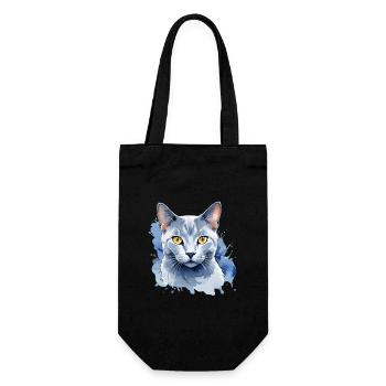 Russian Blue Cat Watercolor - Gift Bag for Bottles - black - Front