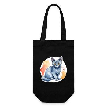 Chat bleu russe Aquarelle - Sac à bouteille - noir - Devant