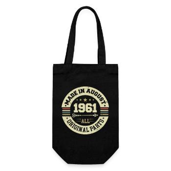 August 1961 Geburtstagsgeschenk August 1961 August - Geschenkbeutel für Flaschen - Schwarz - Vorne