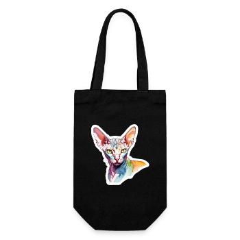 Sphynx Katze Wasserfarben - Geschenkbeutel für Flaschen - Schwarz - Vorne