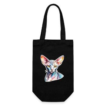 Sphynx Katze Wasserfarben - Geschenkbeutel für Flaschen - Schwarz - Vorne