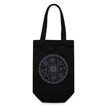 Blumenmuster - Geschenkbeutel für Flaschen - Schwarz - Vorne