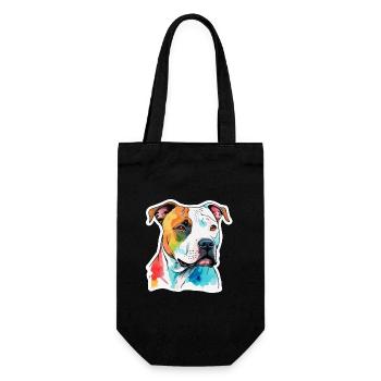 American Staffordshire Terrier Watercolors - Gift Bag for Bottles - black - Front