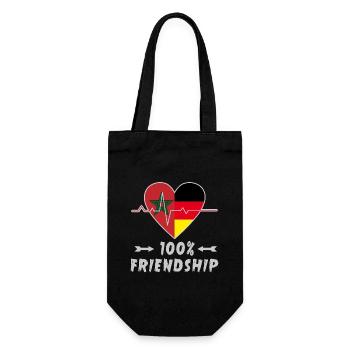 Marokko und Deutschland 100% Freundschaft - Geschenkbeutel für Flaschen - Schwarz - Vorne