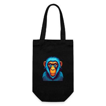 Baboon Colorful Kawaii Cartoon Character Clipart - Gift Bag for Bottles - black - Front