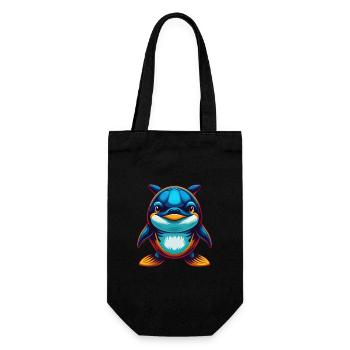Orca Colorful Kawaii Cartoon Character Clipart - Gift Bag for Bottles - black - Front