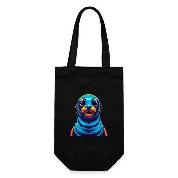 Seal Colorful Kawaii Cartoon Character Clipart - Gift Bag for Bottles - black - Front